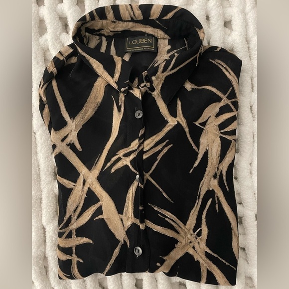 Louben Size L Sheer Button Up Blouse - Picture 2 of 5